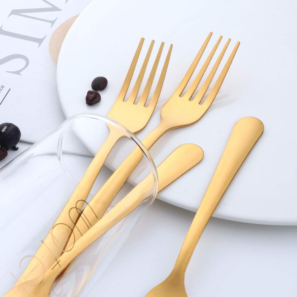 12-Piece Stainless Steel Dinner Fork Set - 7-Inch Silverware Flatware for 12 People - Dishwasher Safe Golden Cutlery - Perfect for Restaurants, Dinner Parties & Everyday Dining