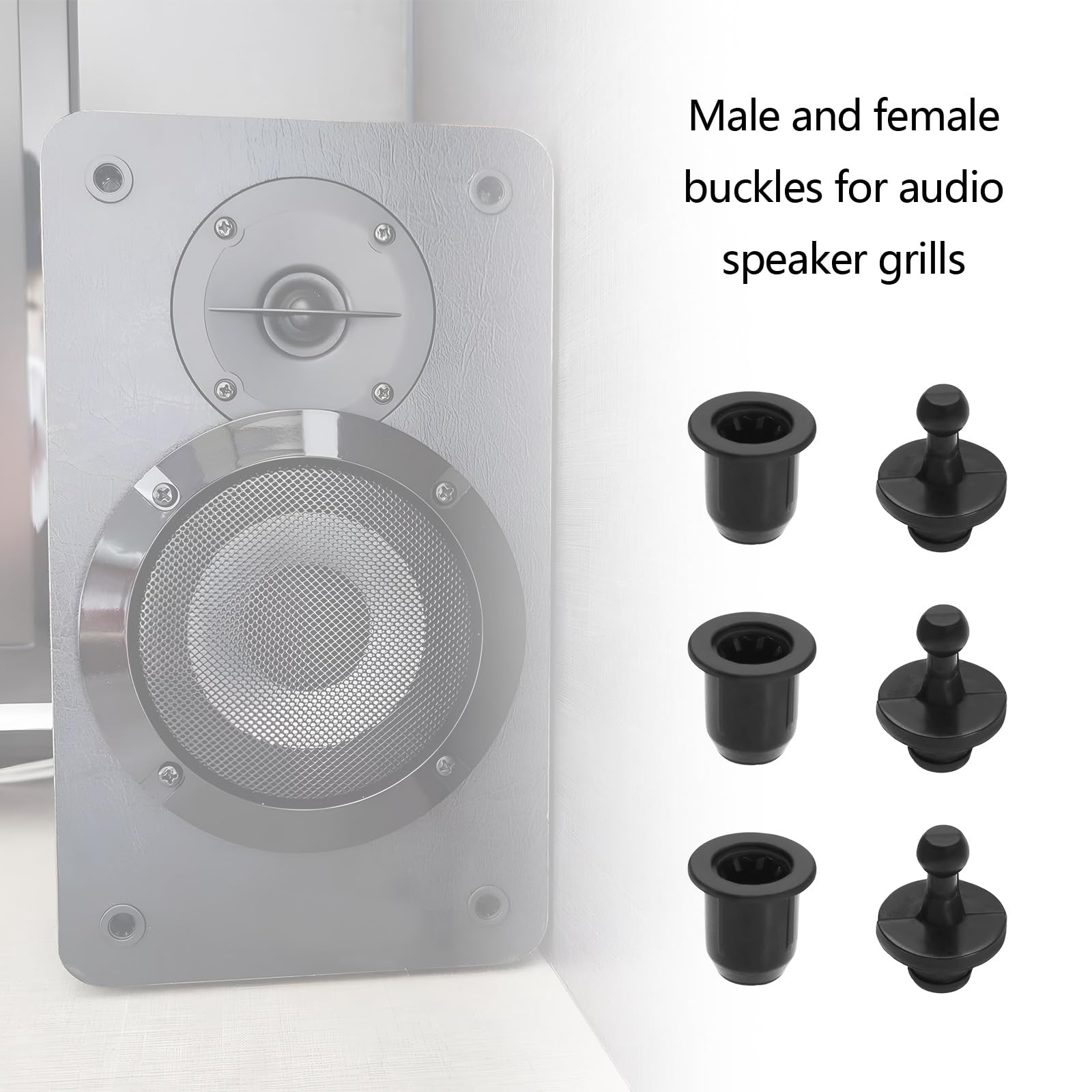 24PCS Speaker Grille Clips Set - Male & Female Audio Grille Fasteners for Speaker Cabinet Assembly & Repair - Durable Speaker Accessories for Home Theater, Car Audio & Studio Setup