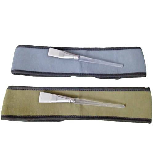 ZAUKY 2Pcs Wooden Handle Brush Set for Bleaching & Face Masks with 2Pcs Adjustable Makeup Headbands (Multicolor) - Perfect for At-Home Spa, Facial Treatments & Beauty Routines