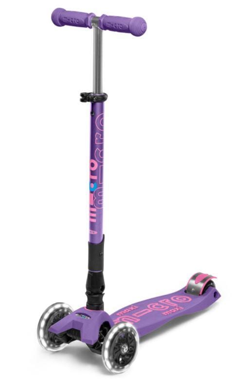 Foldable LED Scooter for Kids - Micro Kickboard Maxi Deluxe | 3-Wheel Kick Scooter with Adjustable Handlebar & Light-Up Wheels | Perfect for Commuting, School & Outdoor Play