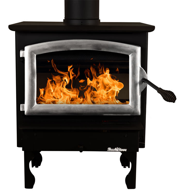 Buck Stove Model 21NC High-Efficiency Wood Burning Stove with Pewter Door & Leg Kit - Perfect for Home Heating, Cabin Warmth & Outdoor Living Spaces