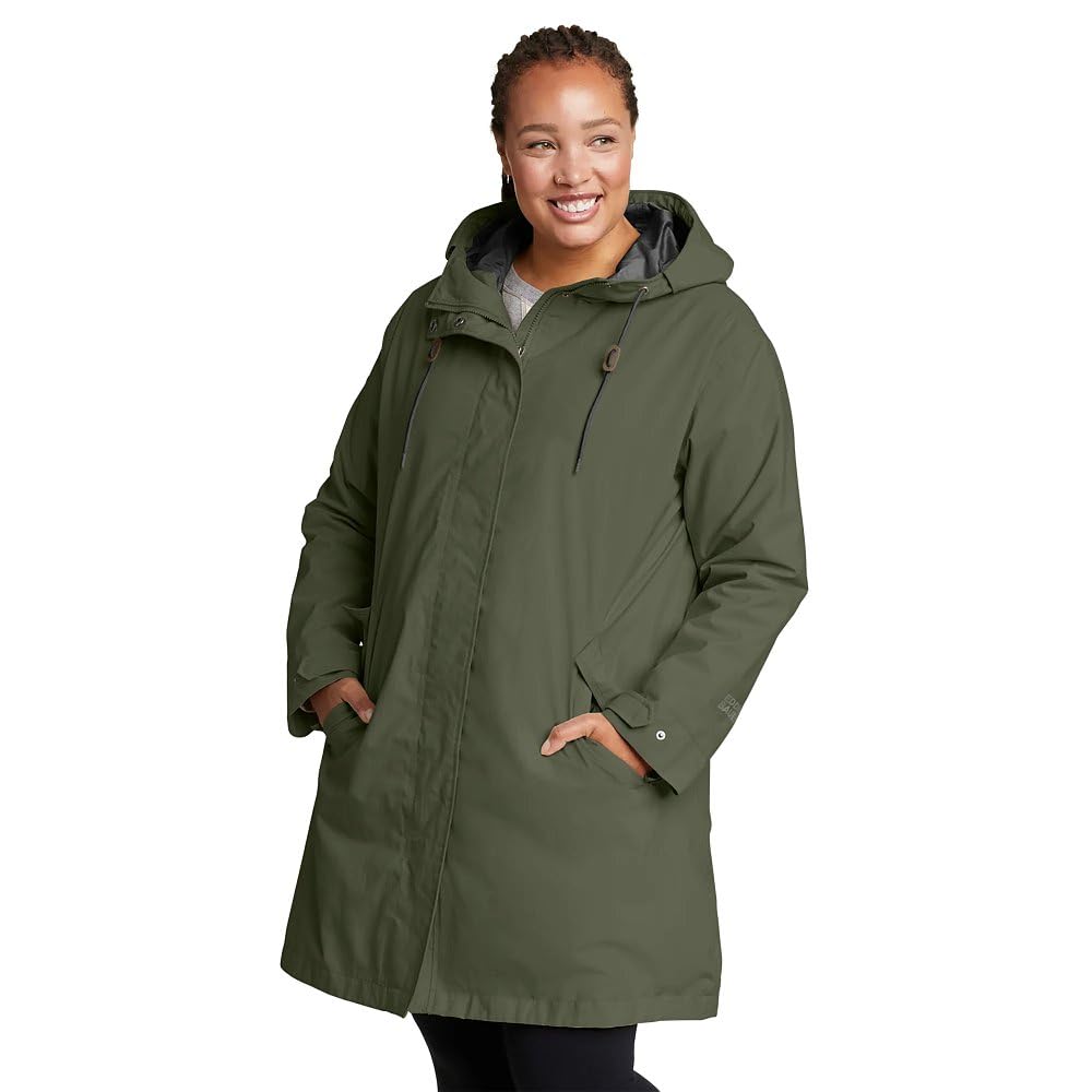 Eddie Bauer Women's Plus Size Port Townsend Trench Coat - Waterproof Raincoat for Outdoor Activities & Casual Wear