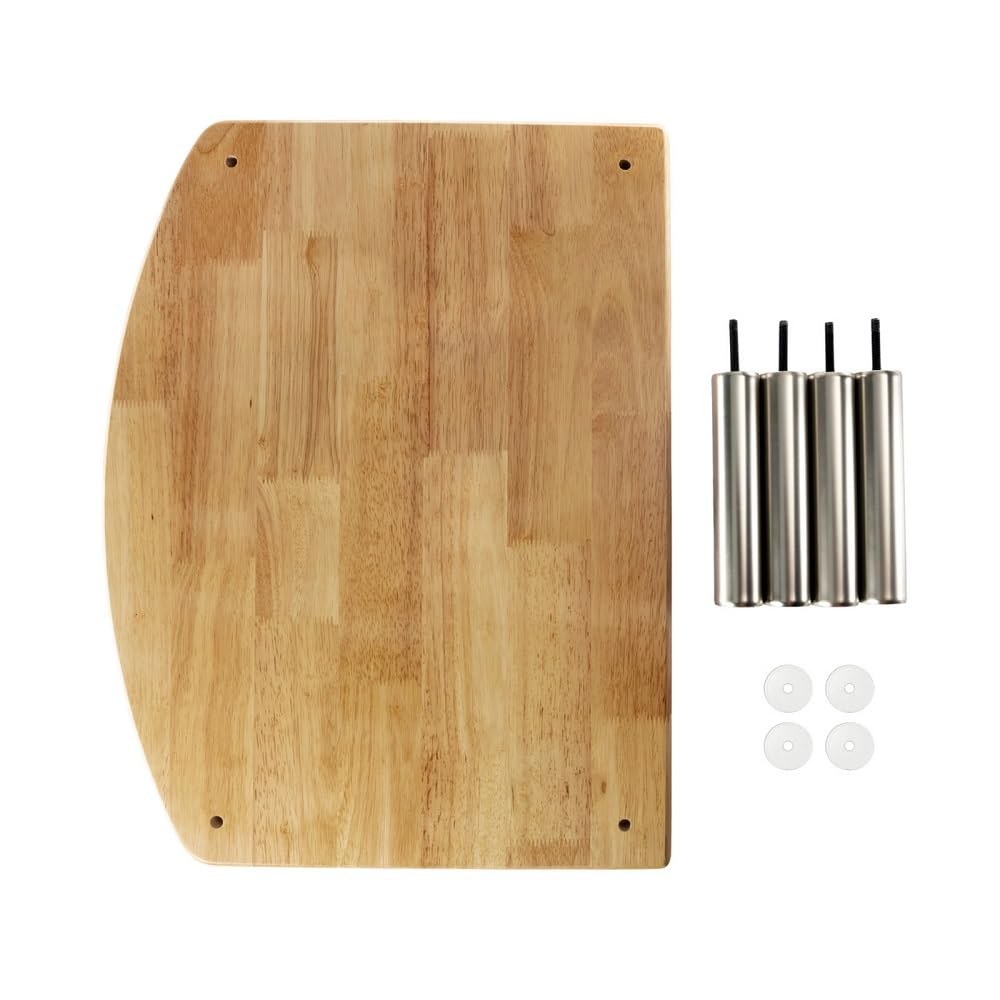 Pangea Audio Vulcan Rack Add-on Shelf - Natural Parawood with Silver Posts | Studio Equipment & Hi-Fi Audio Rack Accessory for Professional & Home Use