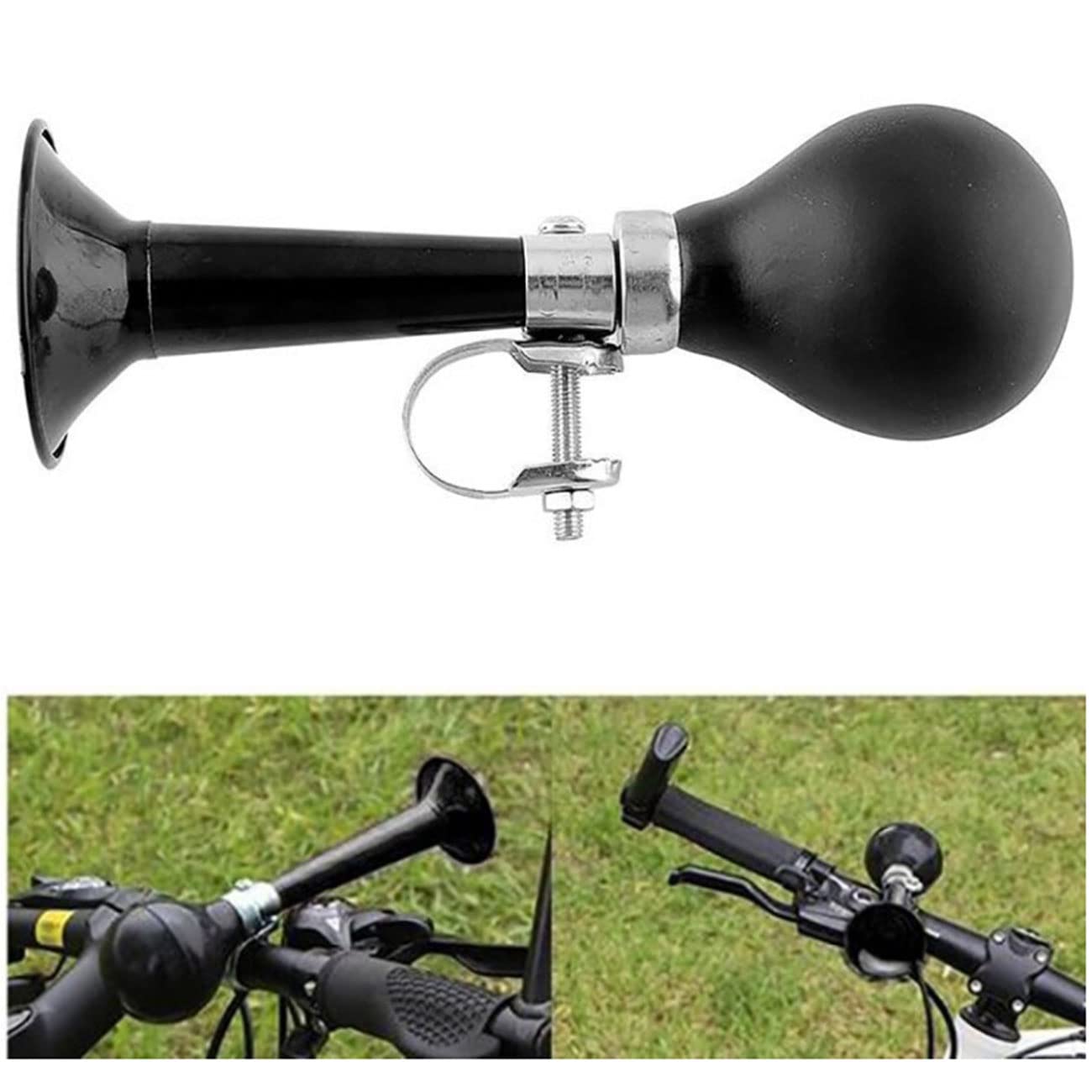 7 Inch Bike Metal Air Horn - Loud Bicycle Bell with Rubber Squeeze Grip | Durable Bike Accessory for Kids Bikes, Vehicles & Golf Carts | Perfect for Safety Alerts & Outdoor Cycling