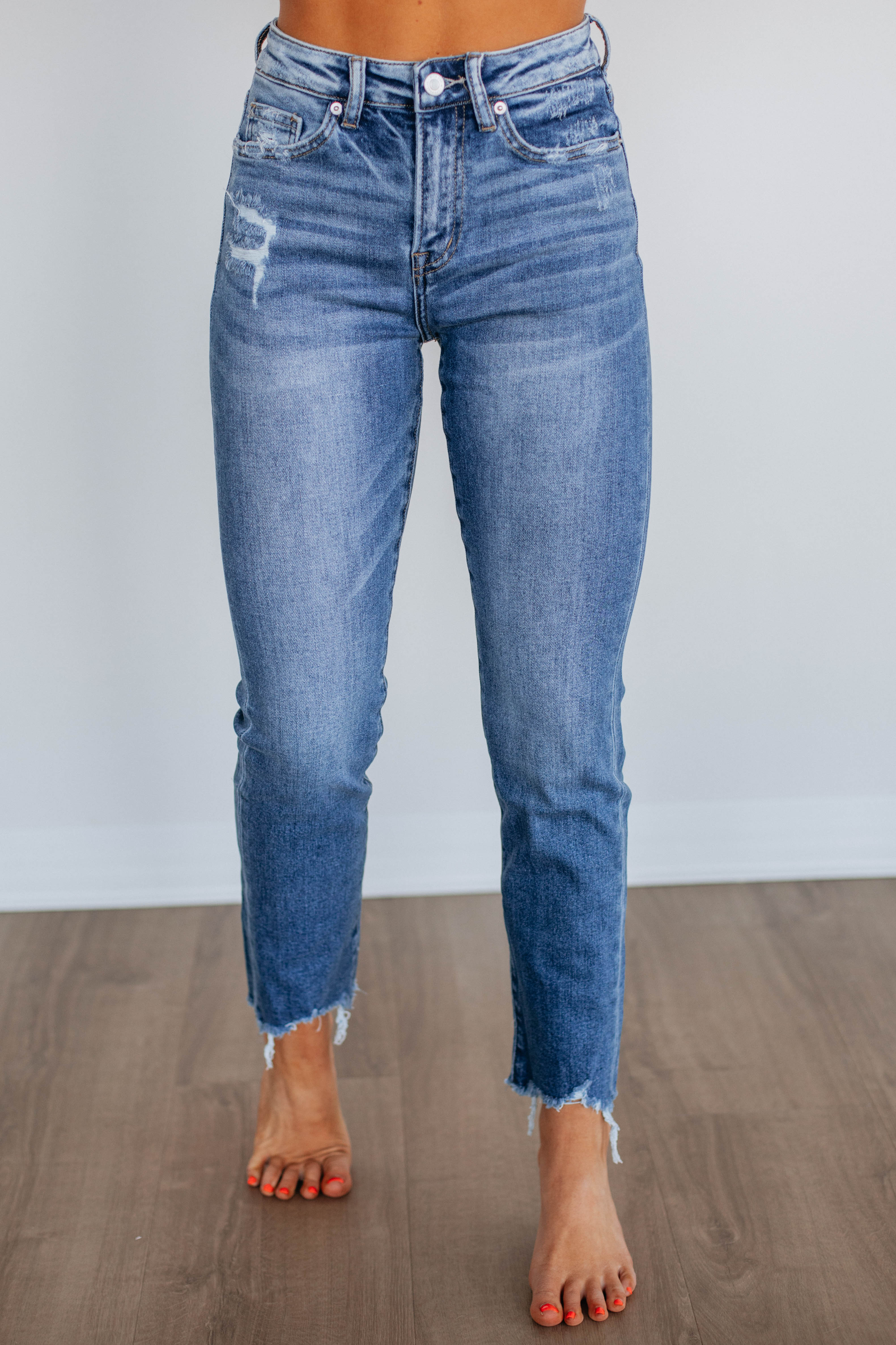 Jeniva Mica Jeans - Medium Wash Women's Denim Pants | High Waist Slim Fit Stretch Jeans for Casual Wear & Everyday Outfits