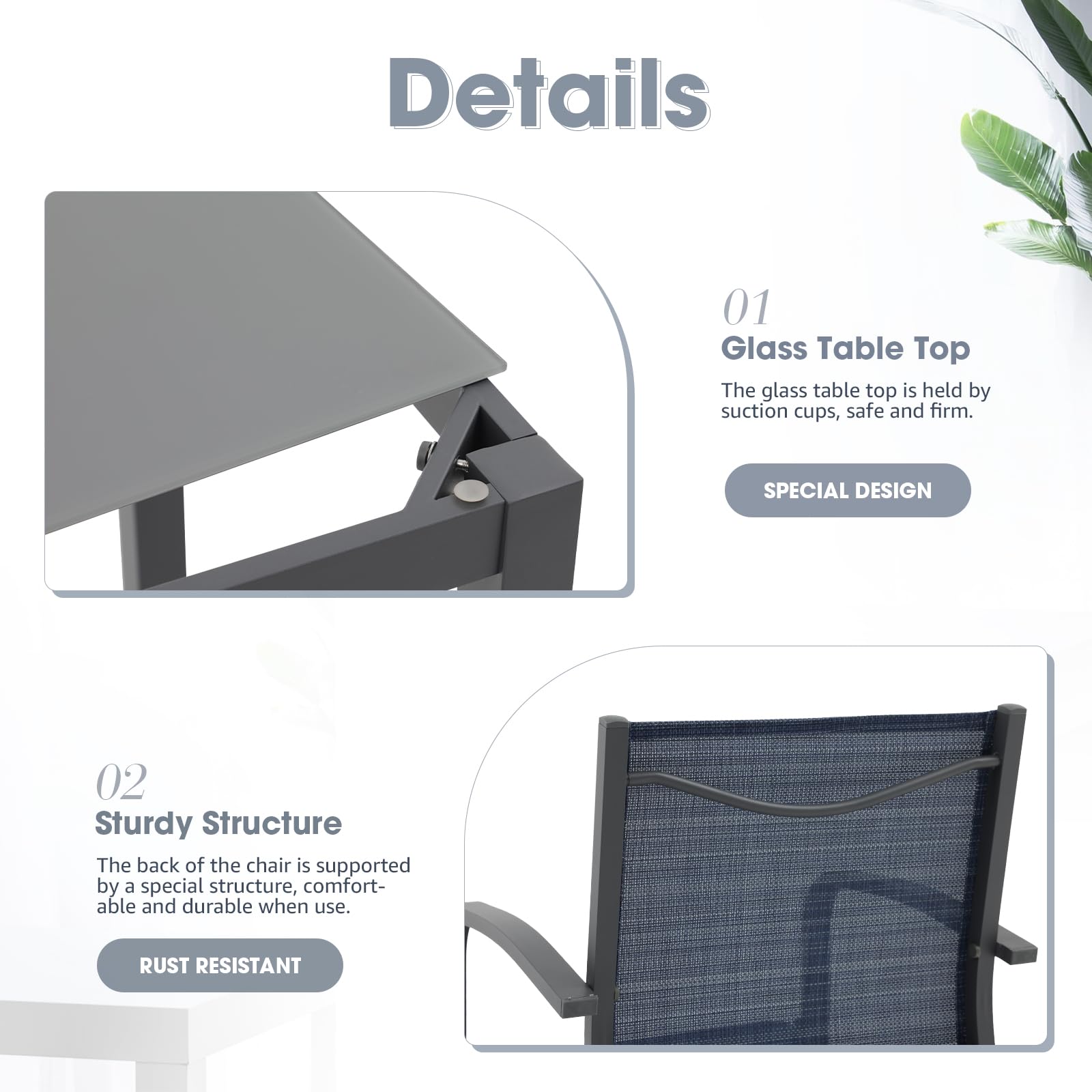 OC Orange-Casual 5-Piece Outdoor Bar Set - All-Weather Aluminum & Textile Fabric High Top Dining Table with 4 Metal Bar Stools & Glass Top Table - Navy Blue Patio Furniture for Porch, Garden, Backyard, Poolside & Outdoor Entertaining