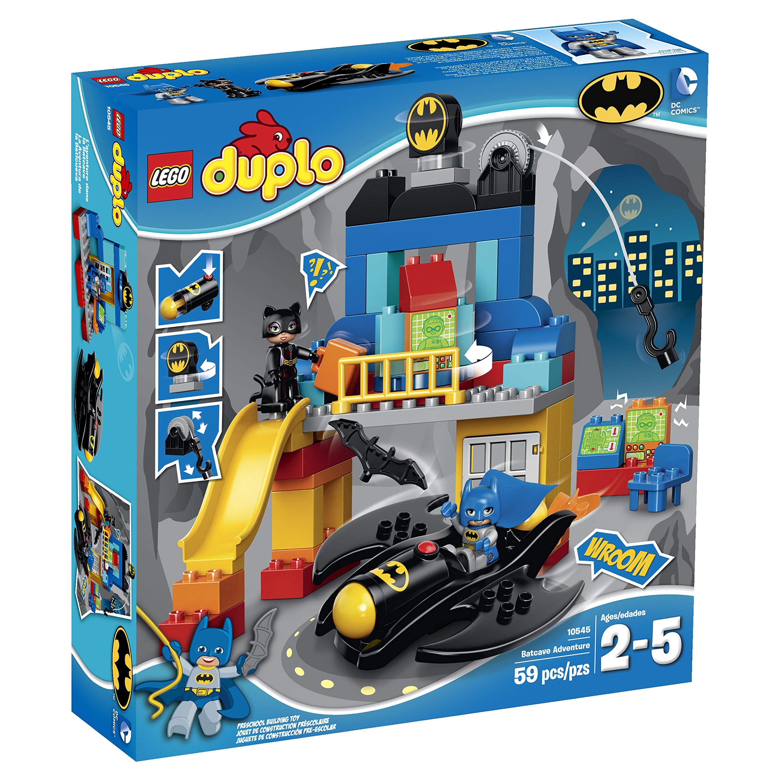 LEGO DUPLO Super Heroes Batcave Adventure 10545 Building Toy Set for Kids - Batman Playset with Figures & Vehicles for Creative Play & Superhero Adventures