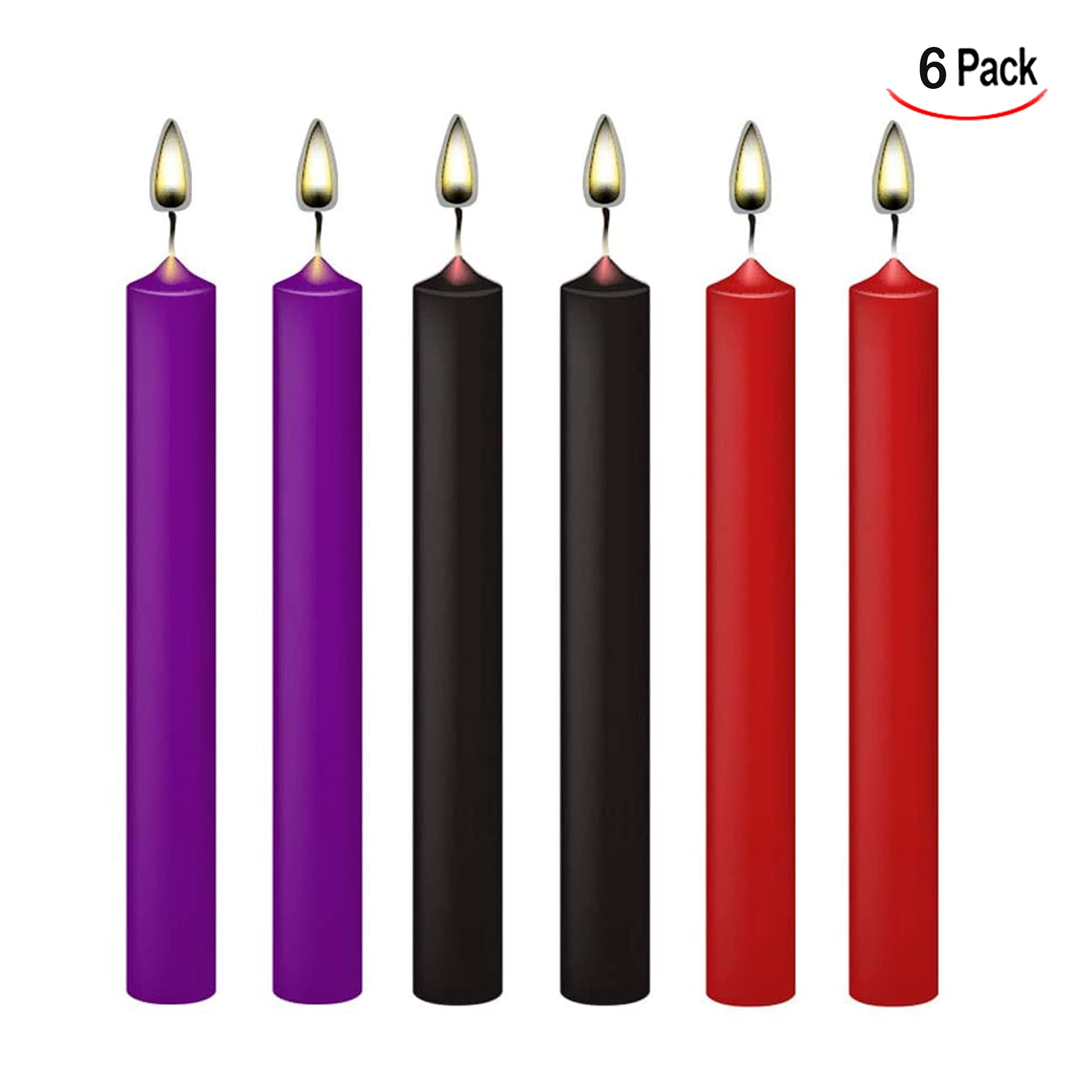 DMZK 6PCS Low Temperature Romantic Candles - Safe Wax Dripping Candles with Low Heat for Couples & Lovers - Long Thin Taper Candles for Home Decor, Wedding, Anniversary & Romantic Dinner Ambiance
