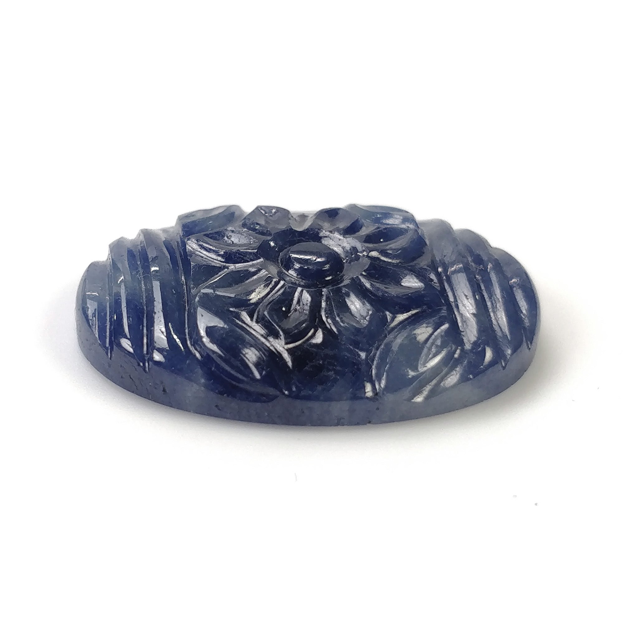 27.70cts Natural Blue Sapphire Gemstone - Untreated & Unheated Oval Hand Carved 26x18mm (Video Proof) | Perfect for Jewelry Making, Engagement Rings & Luxury Gifts