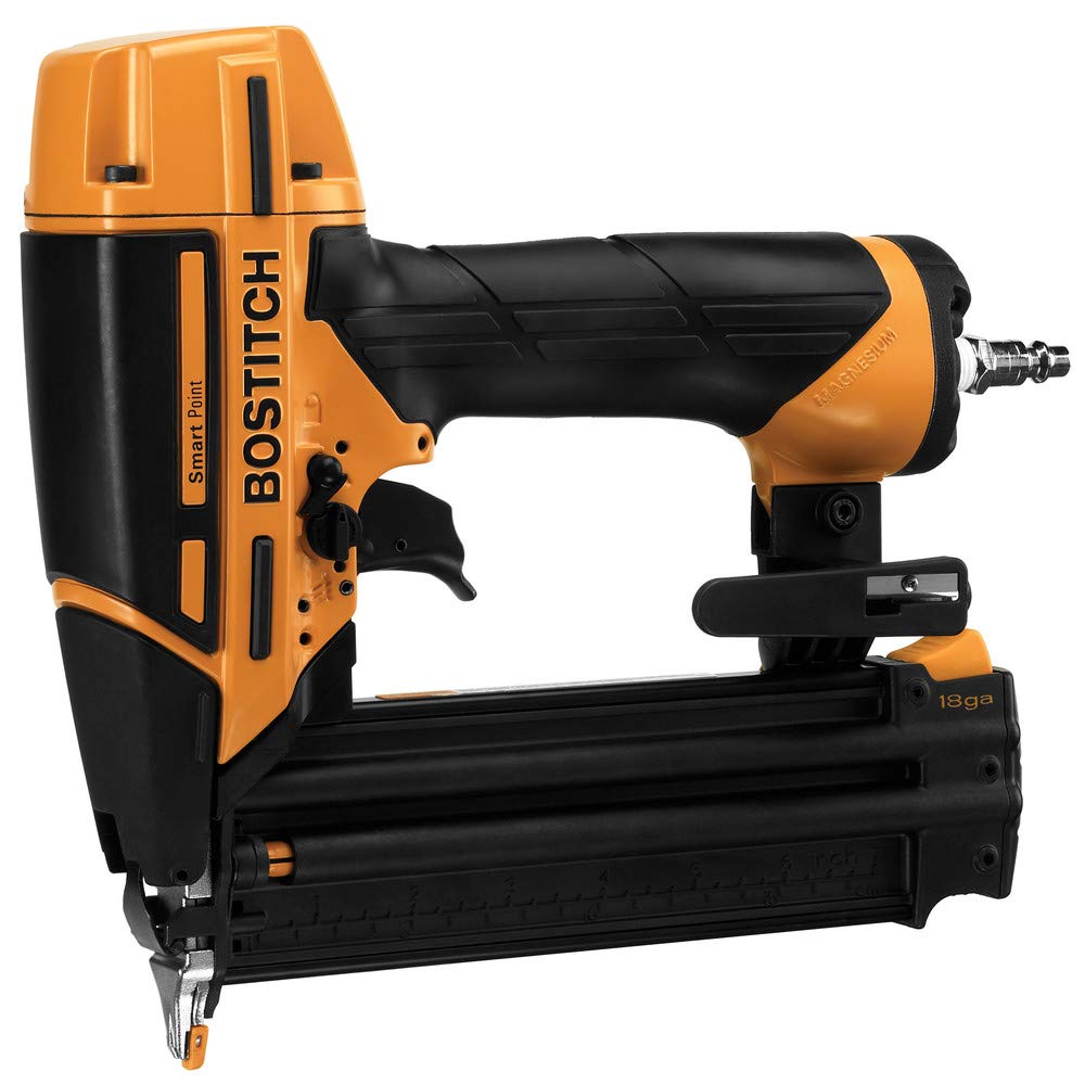 BOSTITCH BTFP12233 18GA Smart Point Pneumatic Brad Nailer Kit - Lightweight & Precise for Trim Work, Crown Molding, and DIY Home Projects