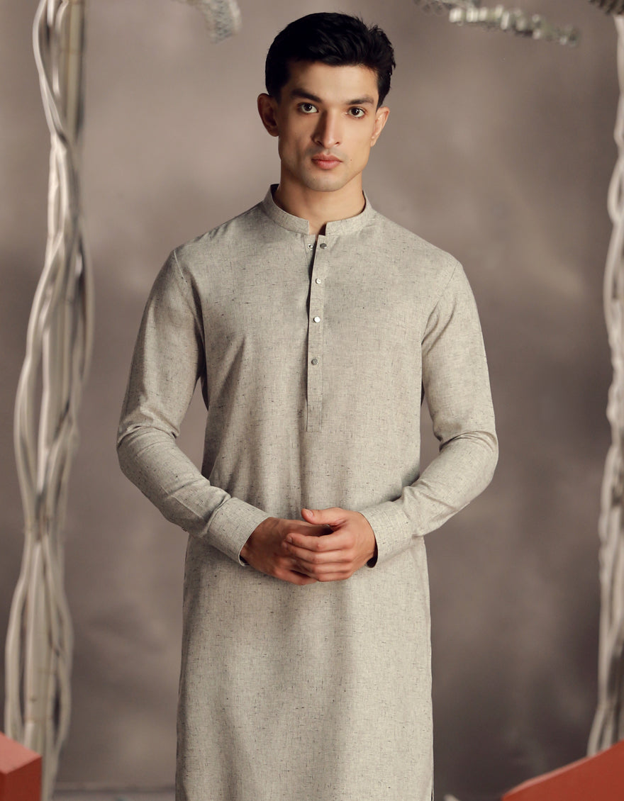Elegant Blended Grey Shalwar Kameez by J. Junaid Jamshed - Premium Pakistani Traditional Outfit for Men, Weddings & Special Occasions