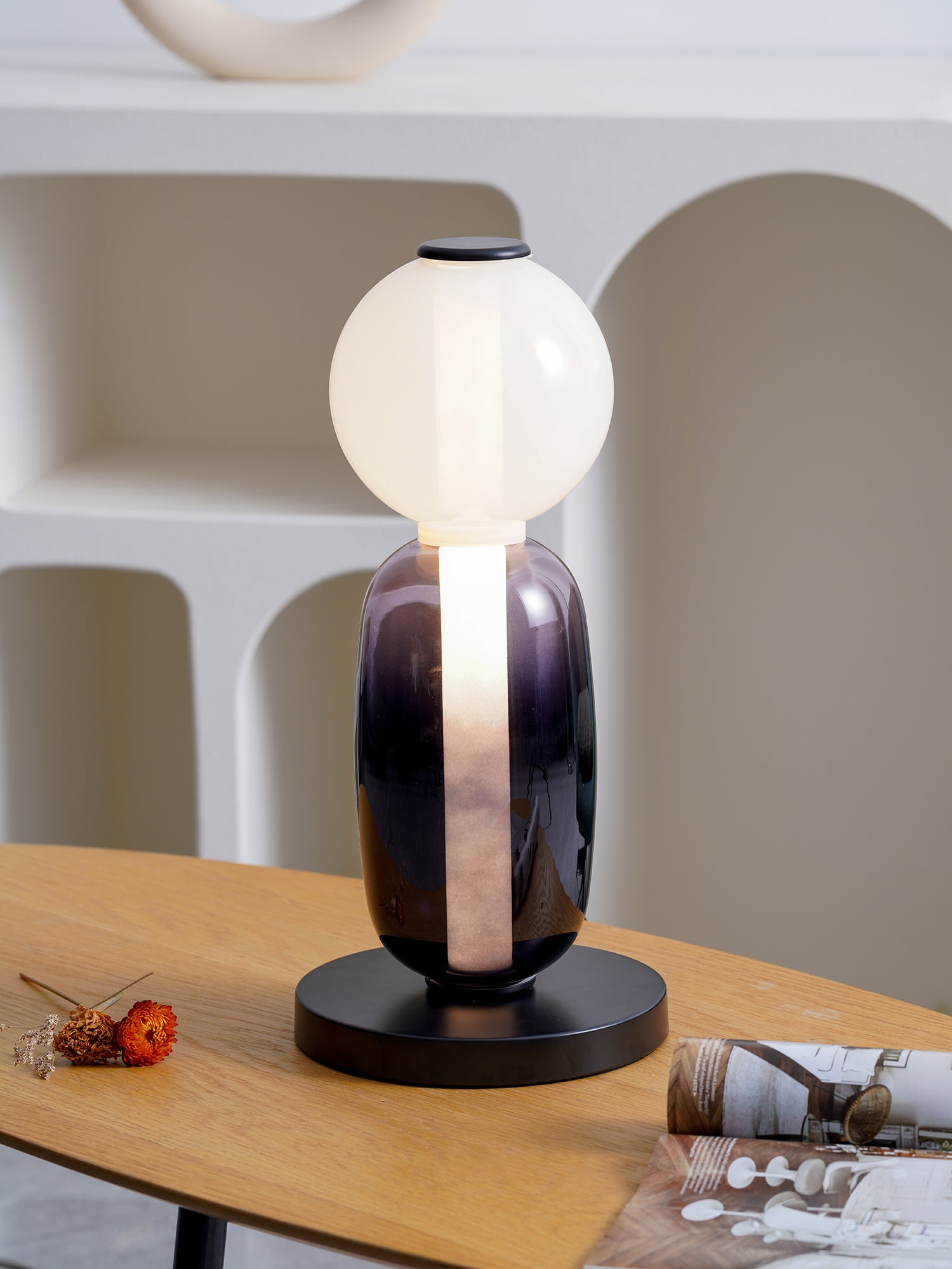 Elegant Candied Glass Table Lamp - Modern Home Decor for Living Room, Bedroom & Office - Soft Ambient Lighting for Relaxation & Cozy Atmosphere