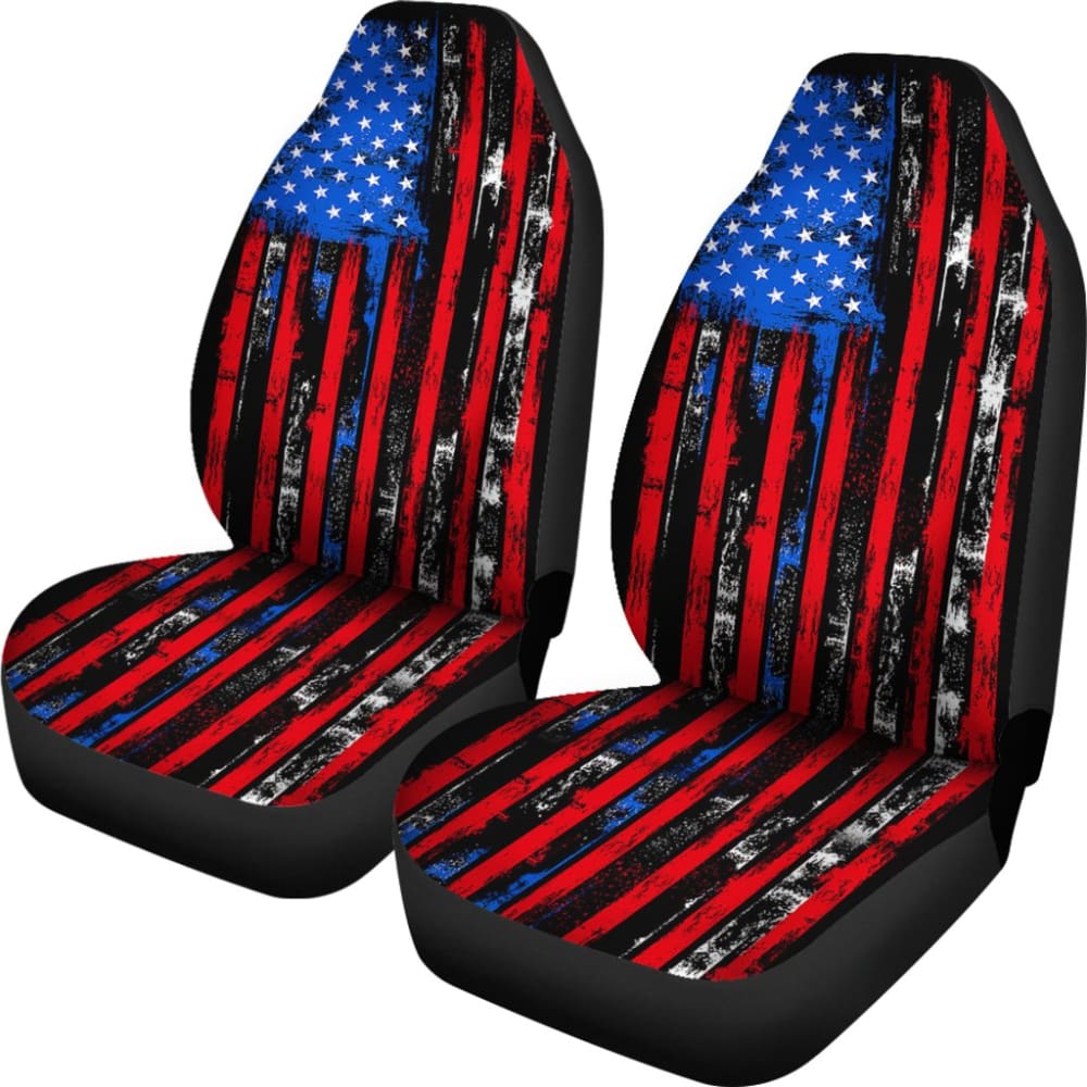 Thin Red Line American Flag Car Seat Covers - Durable & Stylish for Trucks, SUVs & Police Vehicles - Perfect for Patriotic Drivers & First Responders