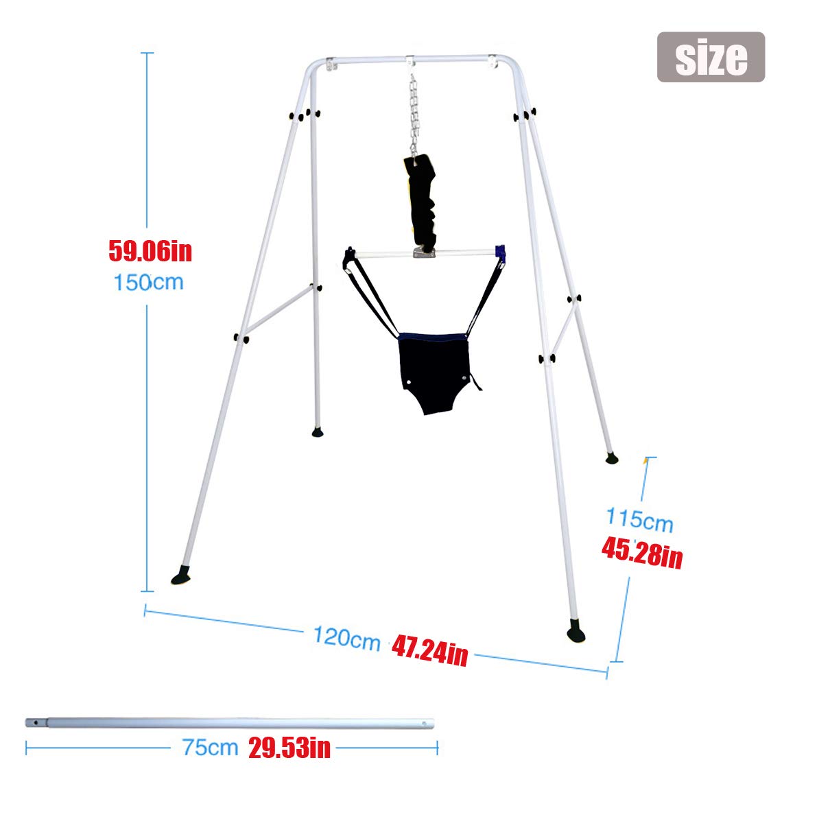 Adjustable Baby Jumper Set with Hanging Shelf - Soft Toddler Bouncer & Developmental Toys for Infants (Black) | Perfect for Playtime, Learning & Motor Skills Development at Home