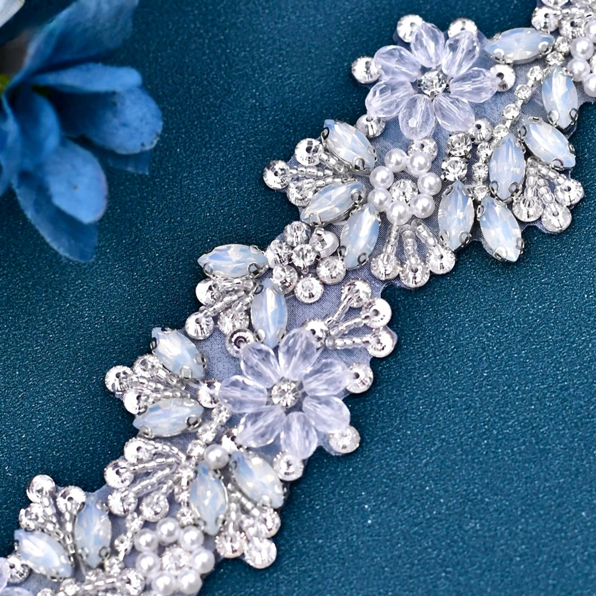 Dakota Pearl & Opal Bridal Belt - Elegant Wedding Sash for Brides, Bridesmaids & Formal Events - Perfect for Ceremonies, Receptions & Photo Shoots