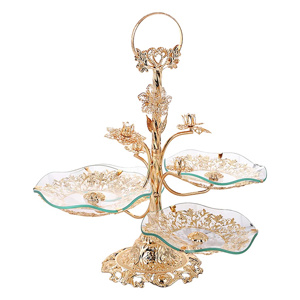 3-Tier Glass Fruit Basket - Elegant Serving Tray for Fruits, Cupcakes, Snacks & Desserts | Perfect for Kitchen Countertop, Home Decor, Weddings & Party Display