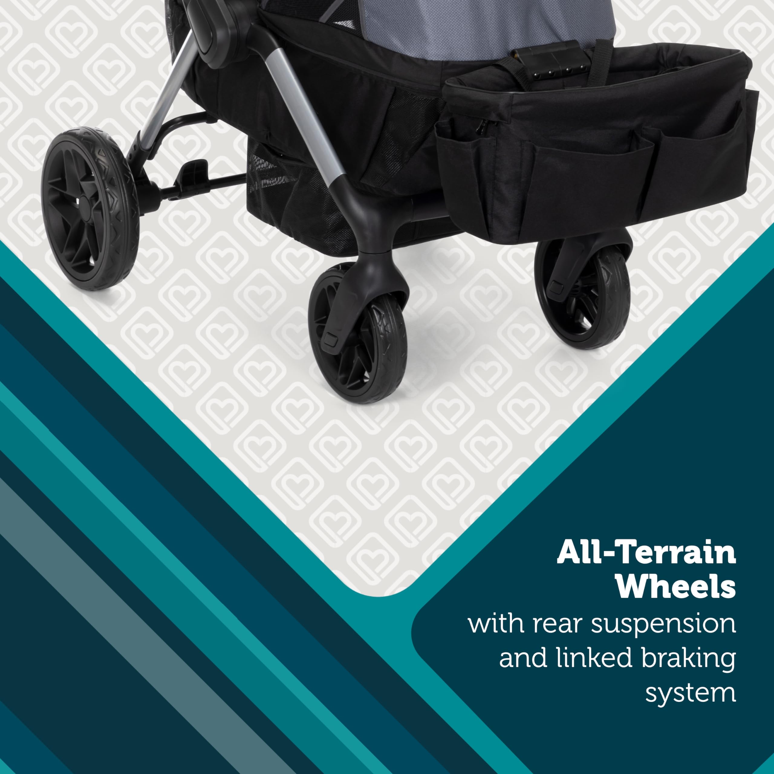 Safety 1st Summit Wagon Stroller for 2 Kids - Double Baby Stroller Wagon with Removable Child Tray, 2 Cup Holders & Wave Runner Wheels | Perfect for Park Outings, Beach Trips & Family Adventures