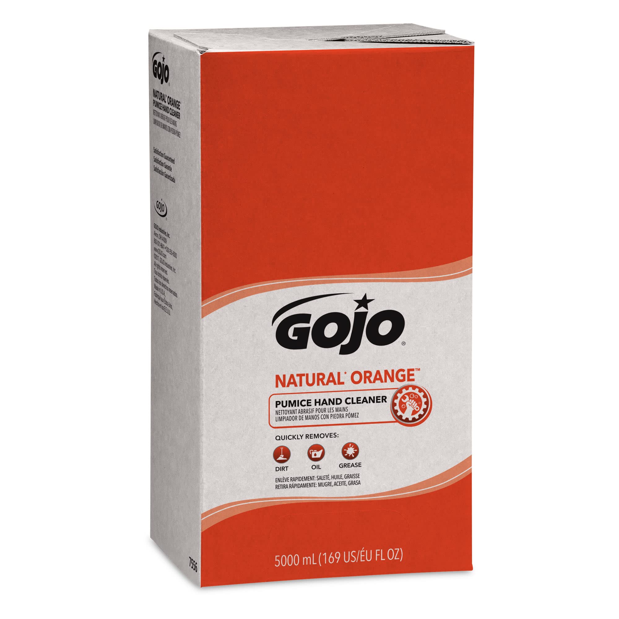 GOJO NATURAL ORANGE Pumice Hand Cleaner Refill - 5000 mL Fast-Acting Lotion for Tough Grease & Dirt (Pack of 2) | PRO TDX Dispenser Compatible | Ideal for Auto Shops, Farms & Industrial Use - 7556-02