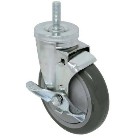 3 Pack 1-1/4 Inch Thermo Pro Threaded Swivel Stem Casters with Brake - 1-1/2 Inch Wheel - 210 lbs Capacity - Heavy Duty Furniture Casters for Office Chairs, Workbenches, and Industrial Equipment