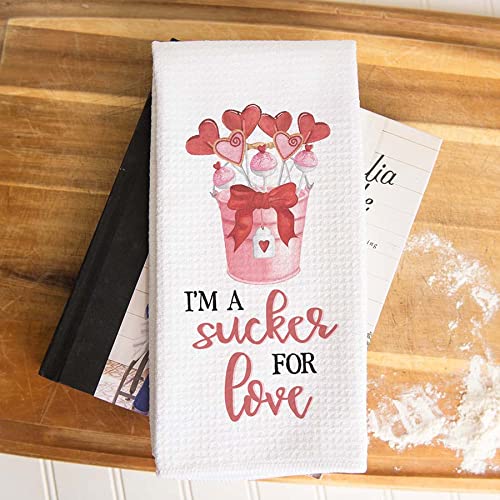 Custom Sucker For Love Valentine Dish Towel - Personalized Kitchen Towel for Valentine's Day Gifts | Cute Couples Home Decor | Perfect for Romantic Dinners, Kitchen Decor & Housewarming Gifts