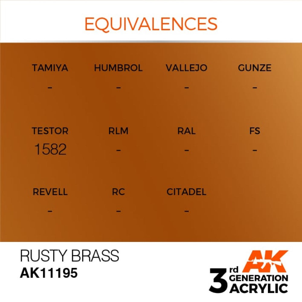 AK Interactive AK11195 Metallic Rusty Brass Acrylic Paint - 17ml Bottle (3rd Gen) for Miniature Models, Wargaming & Scale Model Painting - Perfect for Realistic Weathering Effects on Tanks, Aircraft & Dioramas
