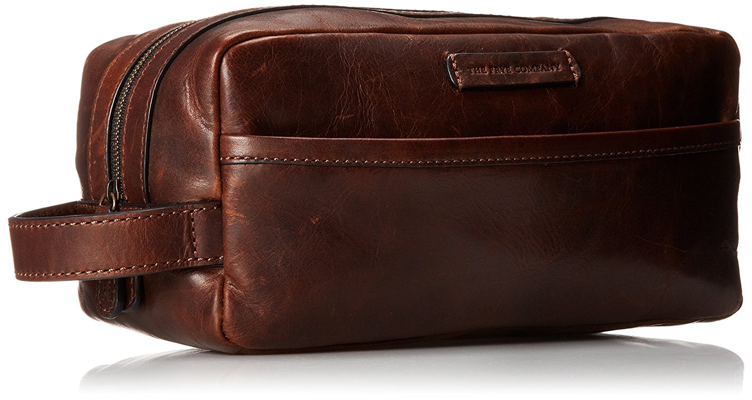 FRYE Men's Logan Large Travel Dopp Kit - Premium Leather Toiletry Bag for Men, Spacious Shaving & Grooming Organizer - Perfect for Travel, Gym, Camping & Business Trips