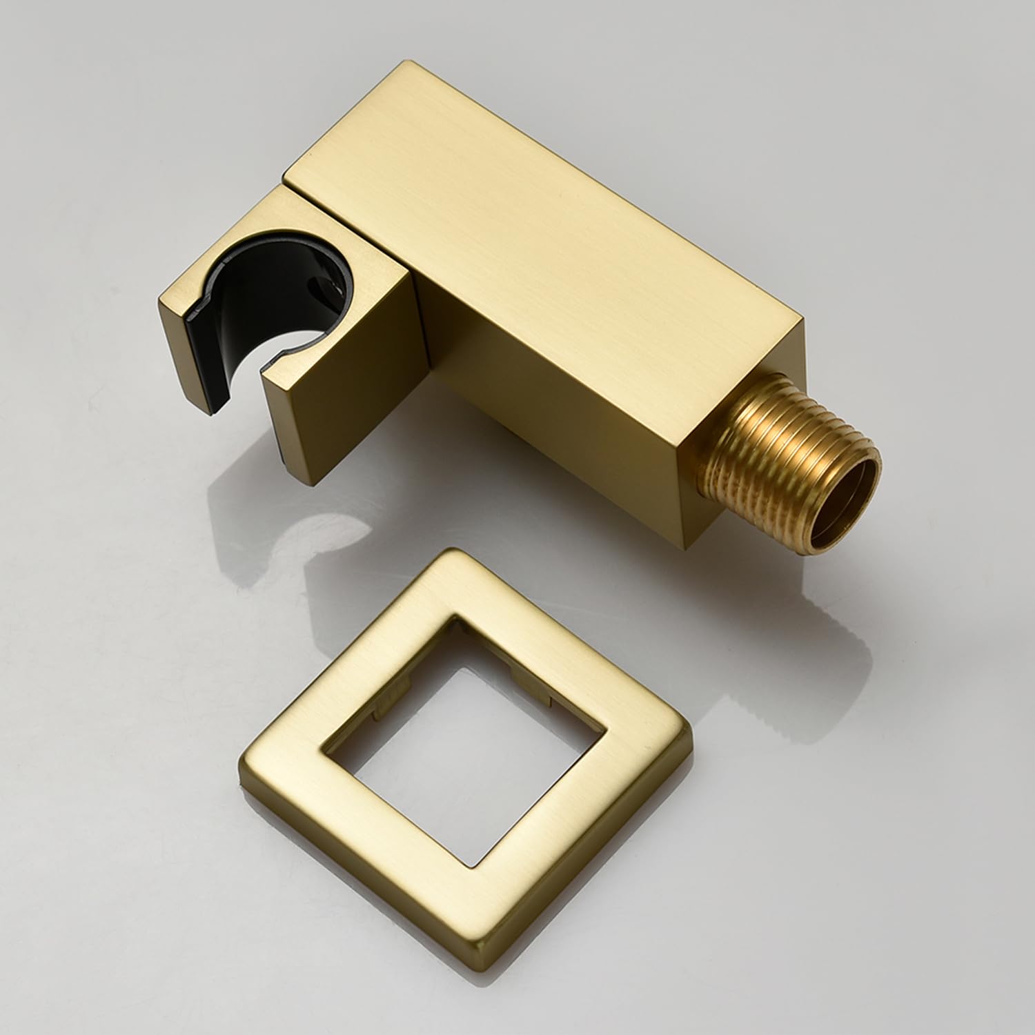 Premium Brushed Gold Handheld Shower Head Set - Solid Brass Square Shower Wand with Adjustable Wall Mount Holder & Hose - Perfect for Bathroom Renovation, Spa-Like Experience, and Pet Washing