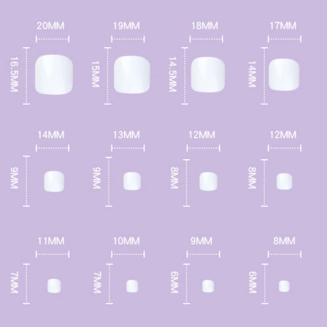 AKSOD Glossy Press-On Toenails - Amber Square Ombre Gradient Fake Nails, Full Cover Acrylic Toe Tips for Women & Girls (Size G) | Perfect for Summer Pedicures, Beach Vacations & Special Occasions