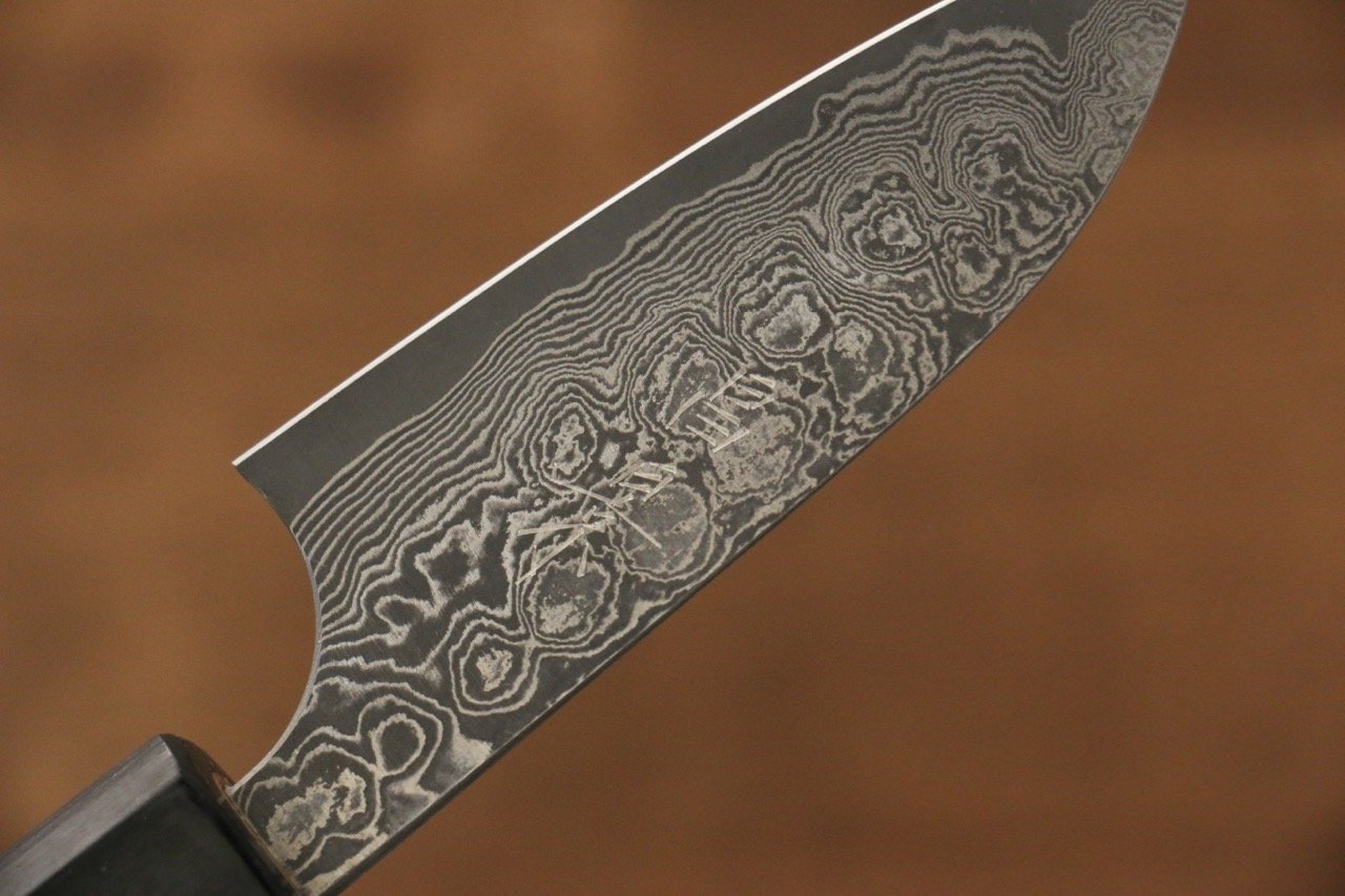 Masakage Kumo VG10 Damascus Petty Utility Knife 75mm - Japanese Shitan Handle - Perfect for Slicing Fruits, Vegetables & Boneless Meat - Ideal for Home Chefs & Professional Kitchens