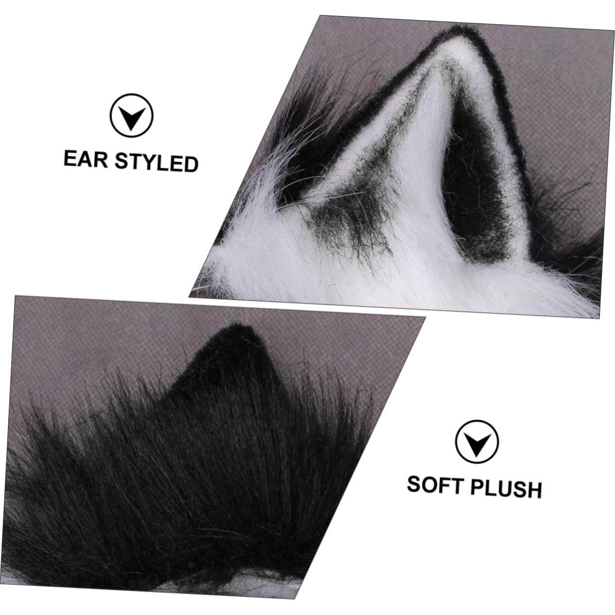 Minkissy 3-Piece Animal Ear Headband Set - Plush Fox Ears Headband for Cosplay, Halloween, and Parties - Handmade Soft Fabric Headwear for Adults, Women & Men - Perfect for Anime Conventions, Costume Events, and Themed Celebrations (White)