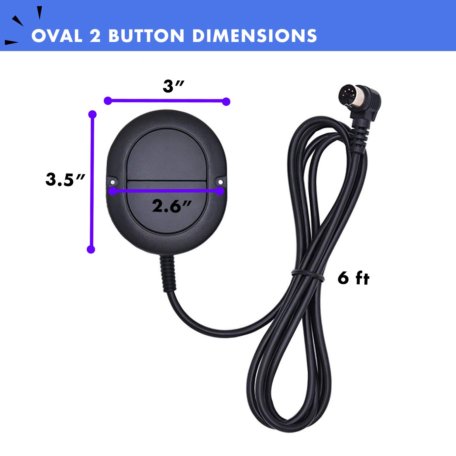 Limoss Oval 2 Button Power Switch Side Hand Control - OEM Replacement Part for Wheelchairs & Mobility Scooters | Perfect for Home Use & Outdoor Activities