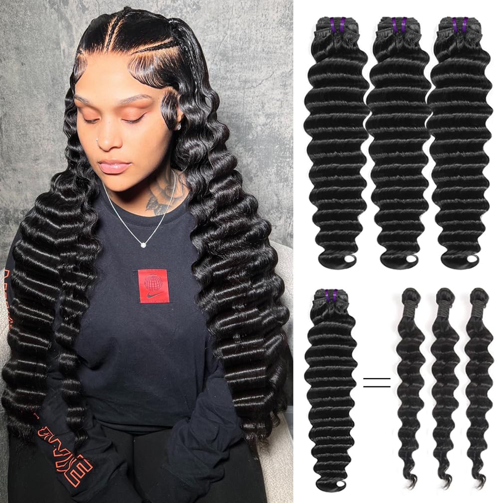16A Brazilian Virgin Human Hair Bundles - Unprocessed Deep Wave & Loose Curly Weave (18