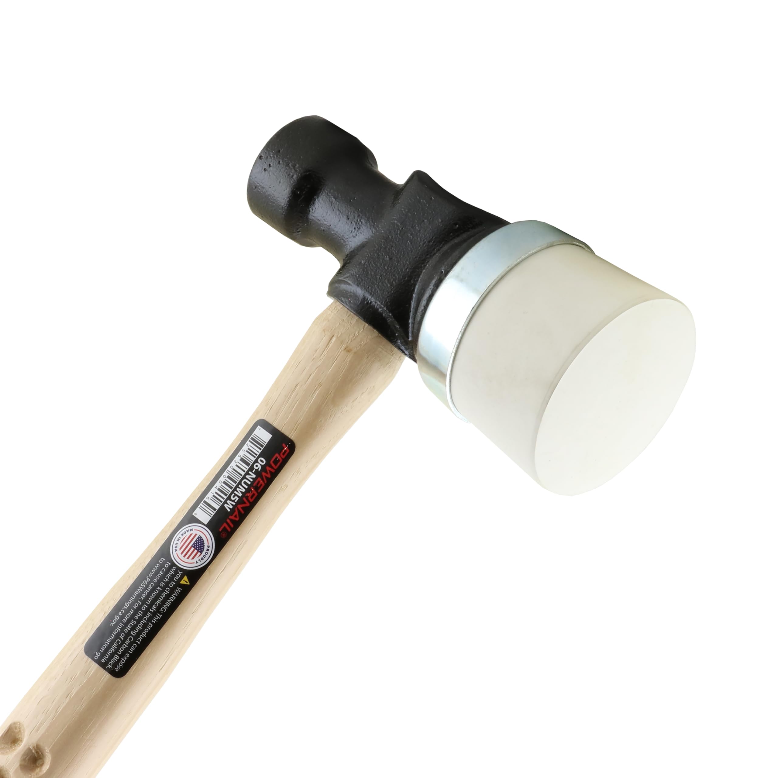 Powernail No. 5 Iron White Rubber Capped Mallet - Heavy Duty Hammer for Woodworking, Leather Craft & Upholstery - Perfect for DIY Projects, Carpentry & Professional Use