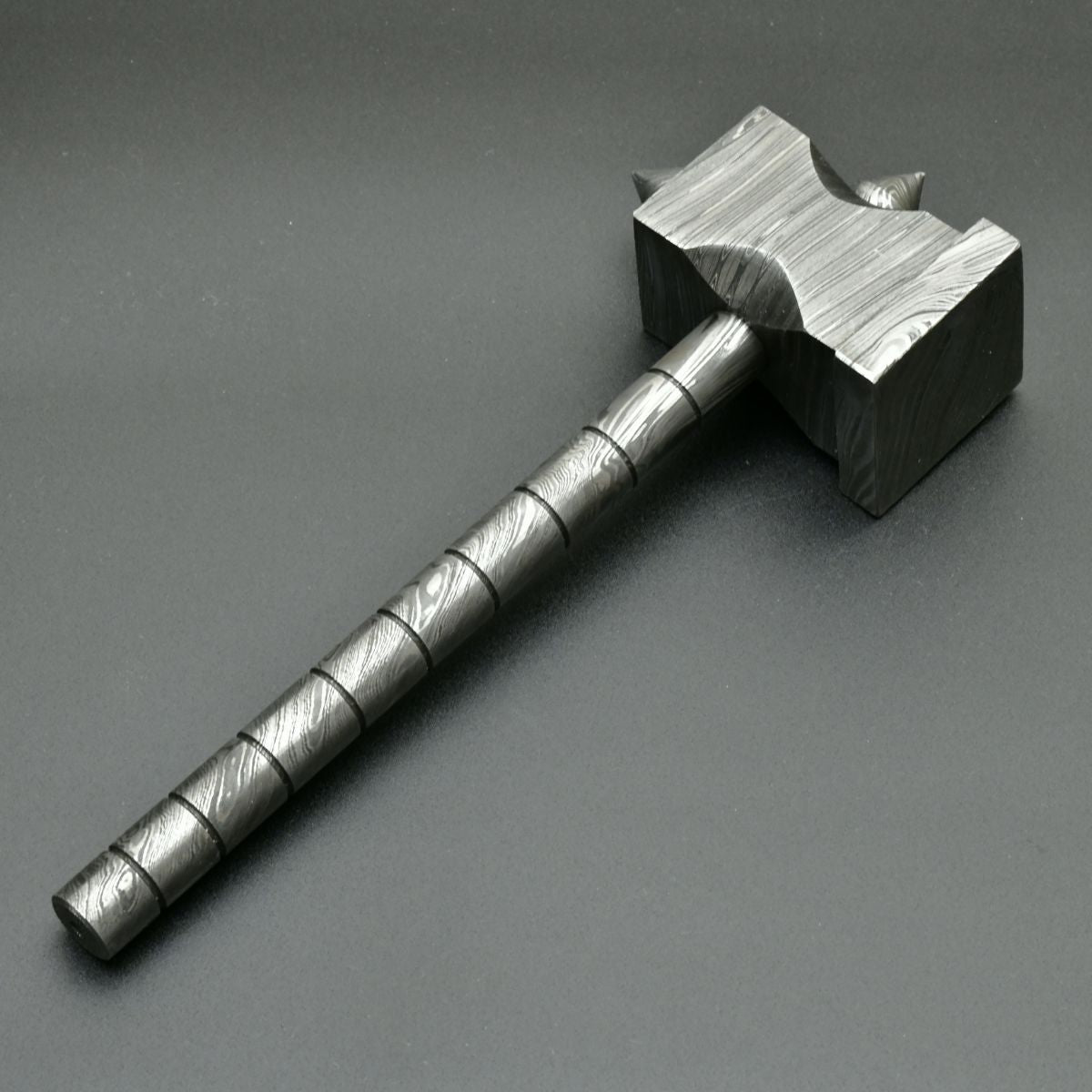 Handmade Damascus Steel Hammer - The Crusher - Durable & High-Quality Forging Tool for Blacksmithing, Woodworking, and DIY Projects