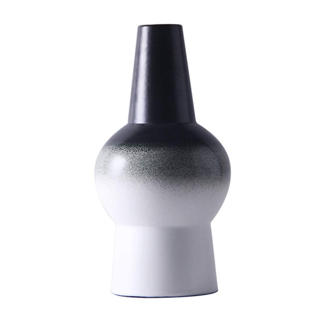 Chinese Classic Black and White Ceramic Vase - Handcrafted Small Mouth Home Decor for Living Room, Dining Table & Office Desk | Perfect for Floral Arrangements and Interior Design (Size B)