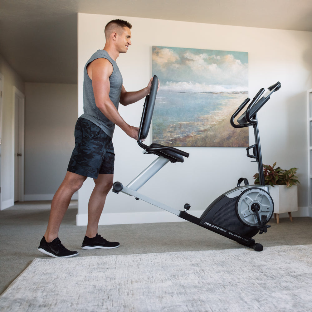 ProForm Cadence R3.9 Recumbent Exercise Bike for Home Gym - Low Impact Cardio Workout Machine for Seniors & Rehabilitation - Perfect for Small Spaces & Apartment Fitness