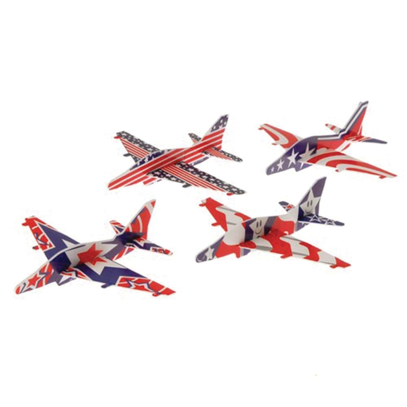 12 Pack Patriotic Gliders - American Flag Foam Airplanes for Kids Outdoor Fun, Birthday Parties & 4th of July Celebrations