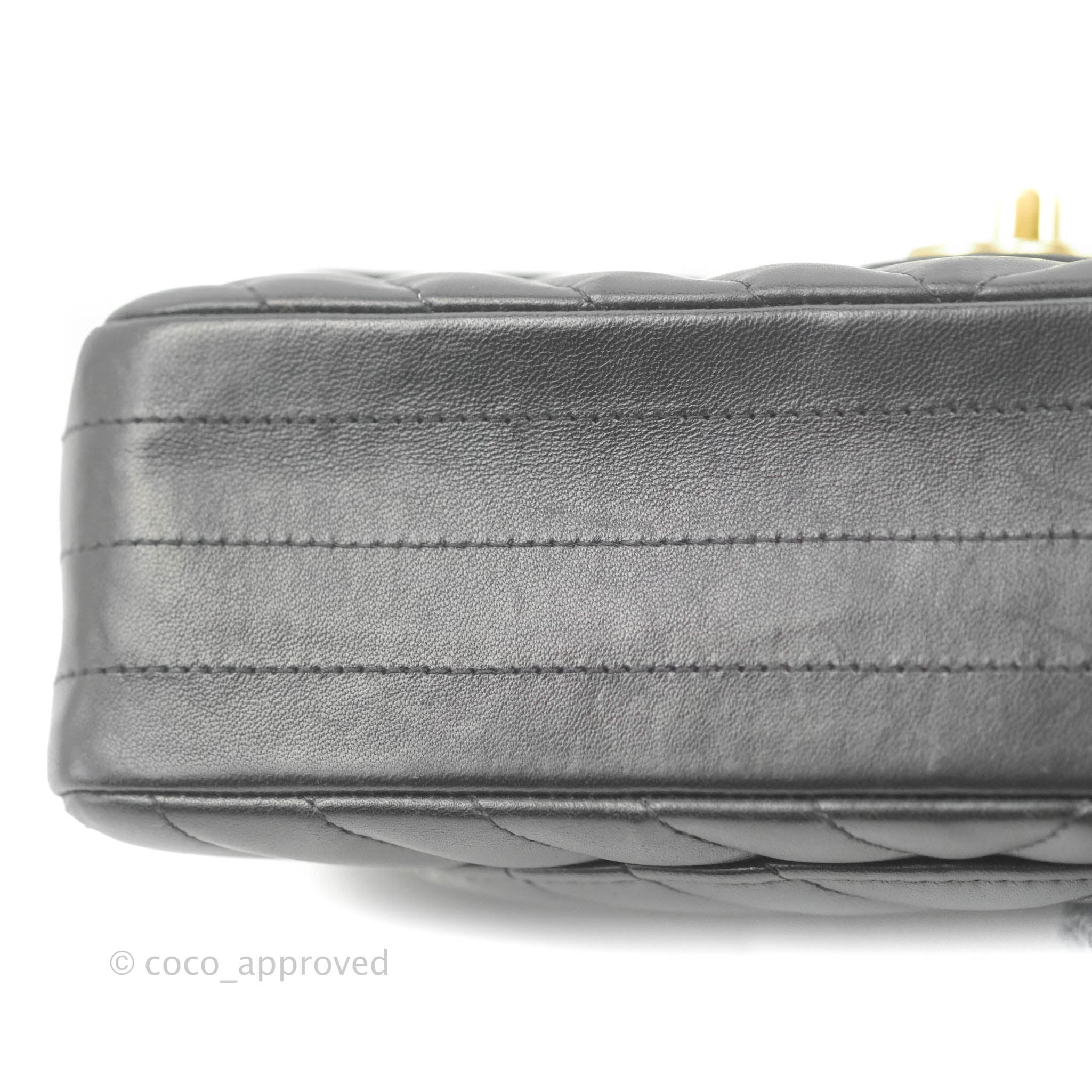 Chanel Classic Chevron Small Medium Double Flap Bag Black Lambskin Leather with Gold Hardware - Luxury Crossbody Purse for Women, Perfect for Date Night & Special Occasions