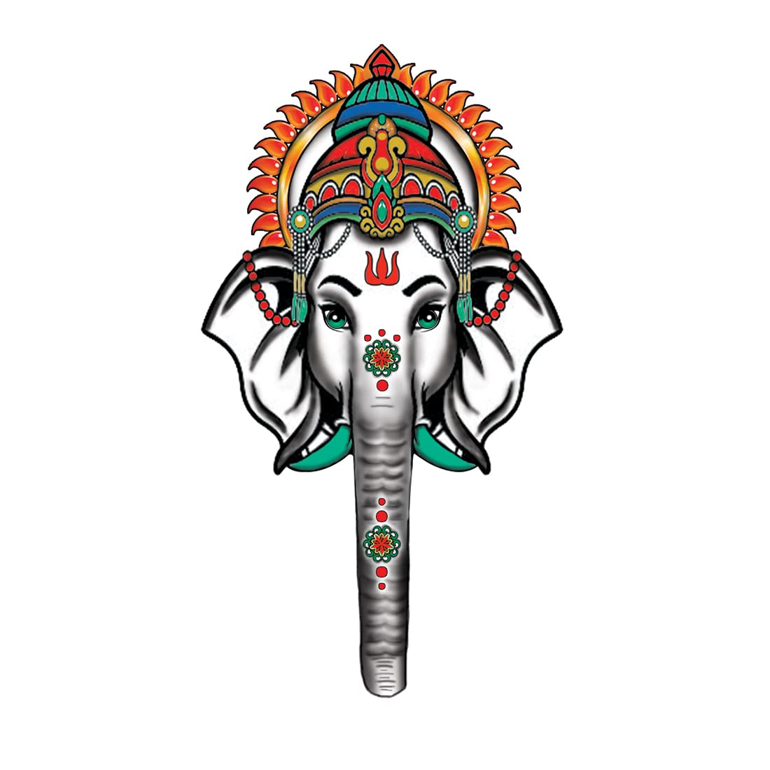 Waterproof Ganesh Temporary Tattoo for Men & Women - Spiritual Finger Design Body Art for Festivals, Yoga & Meditation