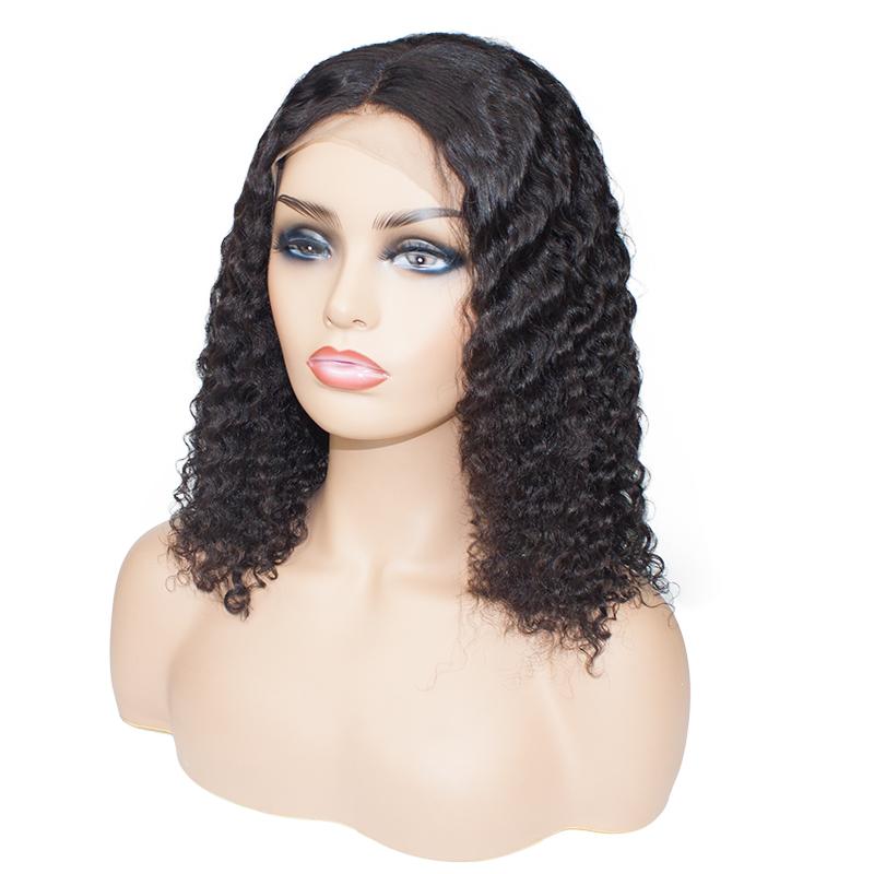 Bob Style Water Wave Lace Front Wig - Natural Black #1B Human Hair - Perfect for Cosplay, Daily Wear & Special Occasions