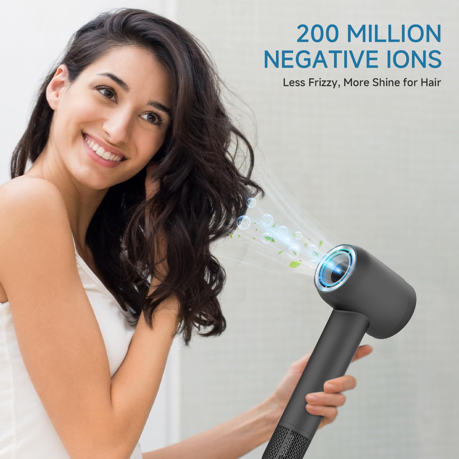 TanSon 1600W Professional Ionic Hair Dryer with Diffuser - Fast Drying, Thermo-Control Technology, Low Noise, Compact & Lightweight for Salon, Home & Travel Use (Grey) - Perfect for Styling, Volume & Healthy Hair Care