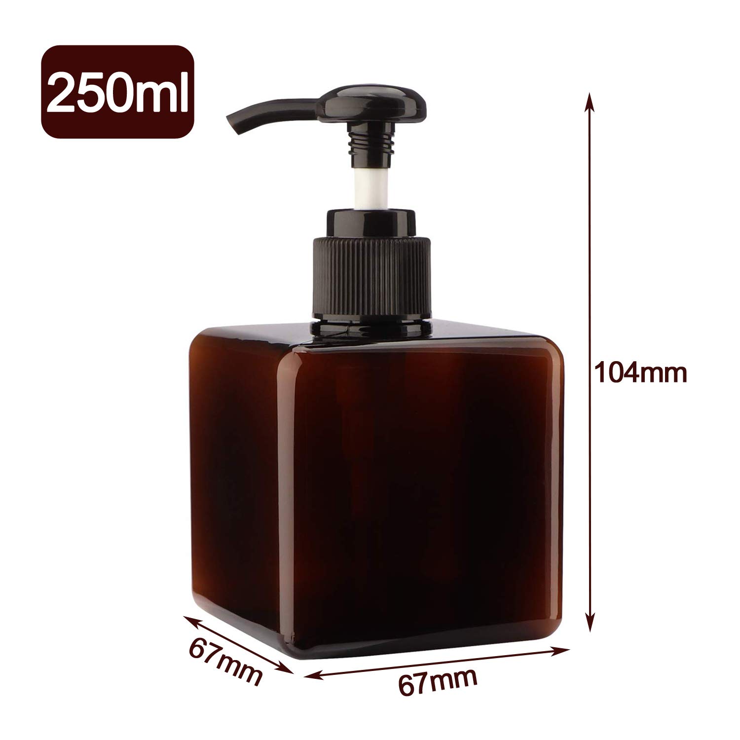 Alledomain 2-Pack 250ml (8.5oz) Empty Refillable Plastic Pump Dispenser Bottles - Square Lotion, Shampoo & Body Wash Containers for Bathroom, Travel & Toiletries Organization (Green + Brown) - Ideal for Shower Storage & Liquid Dispensing