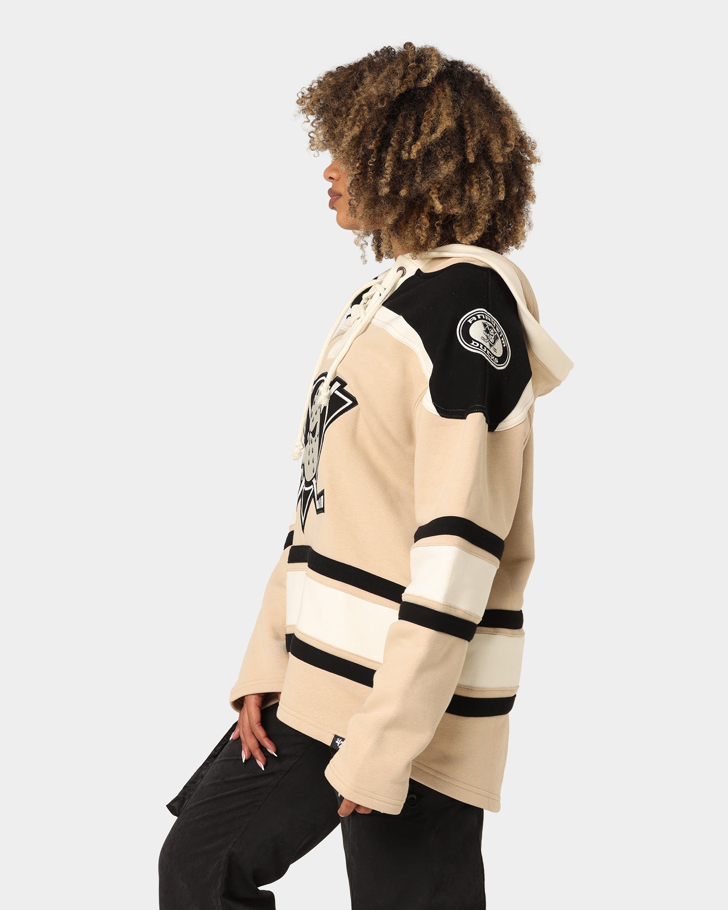 47 Brand Anaheim Ducks Superior Lacer Hoodie - Men's Khaki Pullover Sweatshirt for Casual Wear & Sports Fans