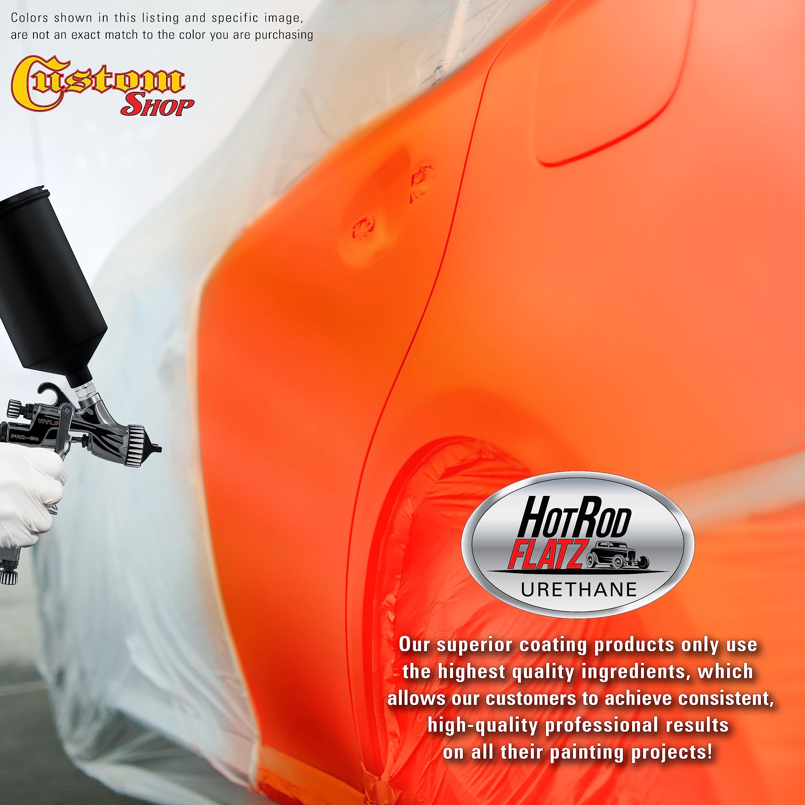 Custom Shop Charger Orange Hot Rod Flatz Flat Matte Satin Urethane Auto Paint - Complete Quart Paint Kit (4:1 Mix Ratio) - Professional Low Sheen Automotive Coating for Cars & Trucks | Ideal for Hot Rods, Classic Cars & Custom Vehicle Projects