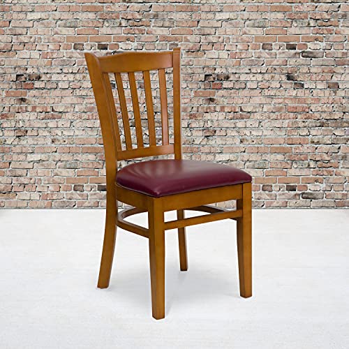 Burgundy Vinyl Seat/Cherry Wood Frame