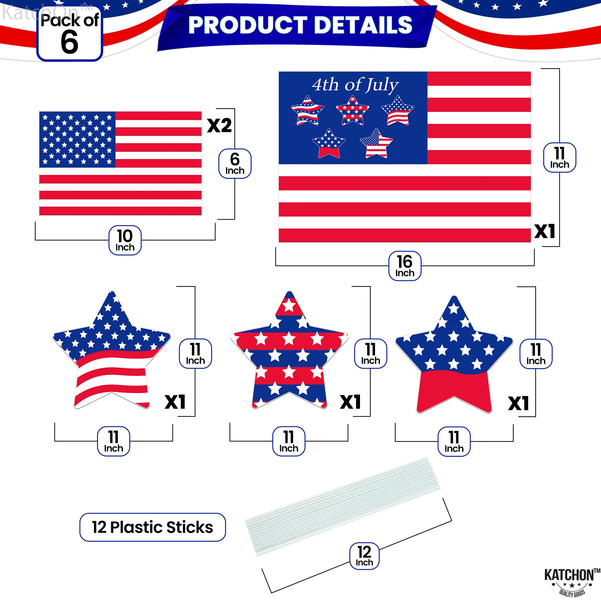 4th of July Yard Signs with Stakes - Patriotic Outdoor Decorations for Independence Day | USA Flag Lawn & Garden Decor | Perfect for Backyard, Front Yard & Party Celebrations