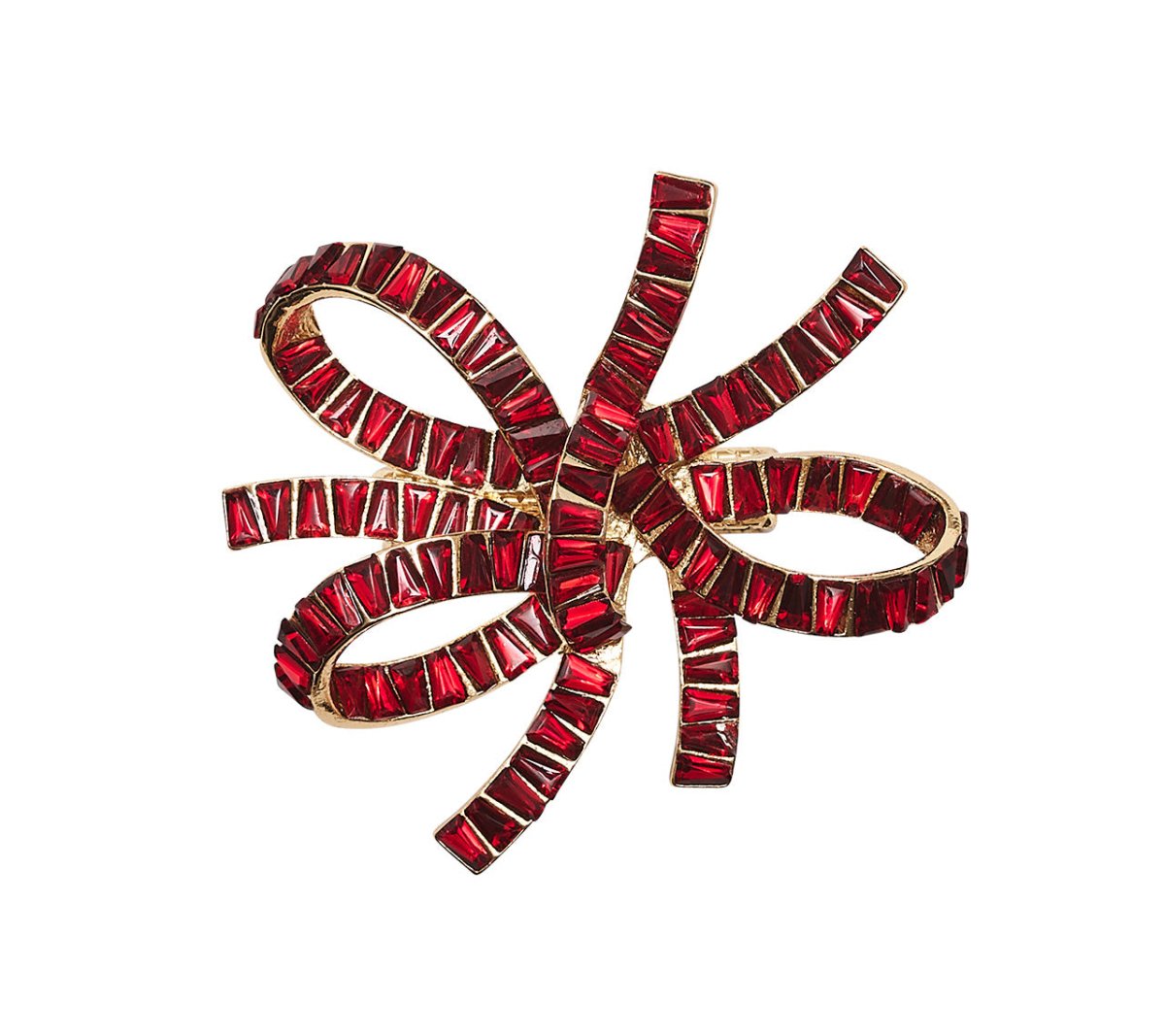 Elegant Jeweled Bow Napkin Rings Set of 4 - Perfect for Wedding, Holiday & Formal Dining Table Decor - Gift Box Included