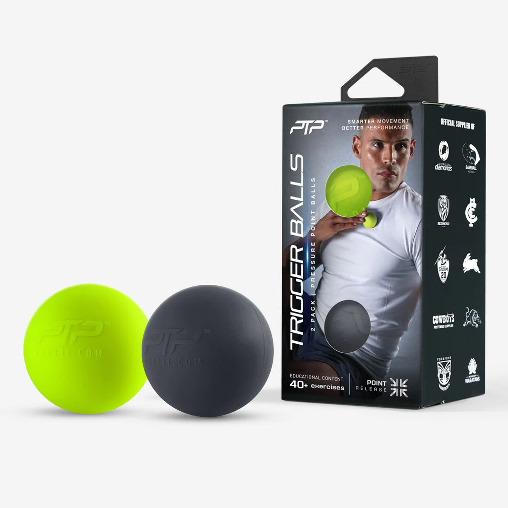 PTP Trigger Balls Combo (4.4cm) - Black & Lime - Massage Therapy & Pain Relief Tools for Athletes, Yoga & Fitness Enthusiasts
