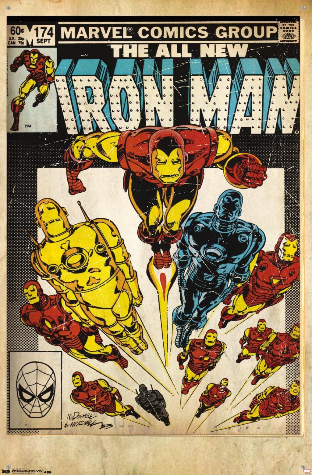 Marvel Comics Iron Man Cover #174 Wall Poster with Push Pins - Premium Superhero Decor for Home, Office & Game Room