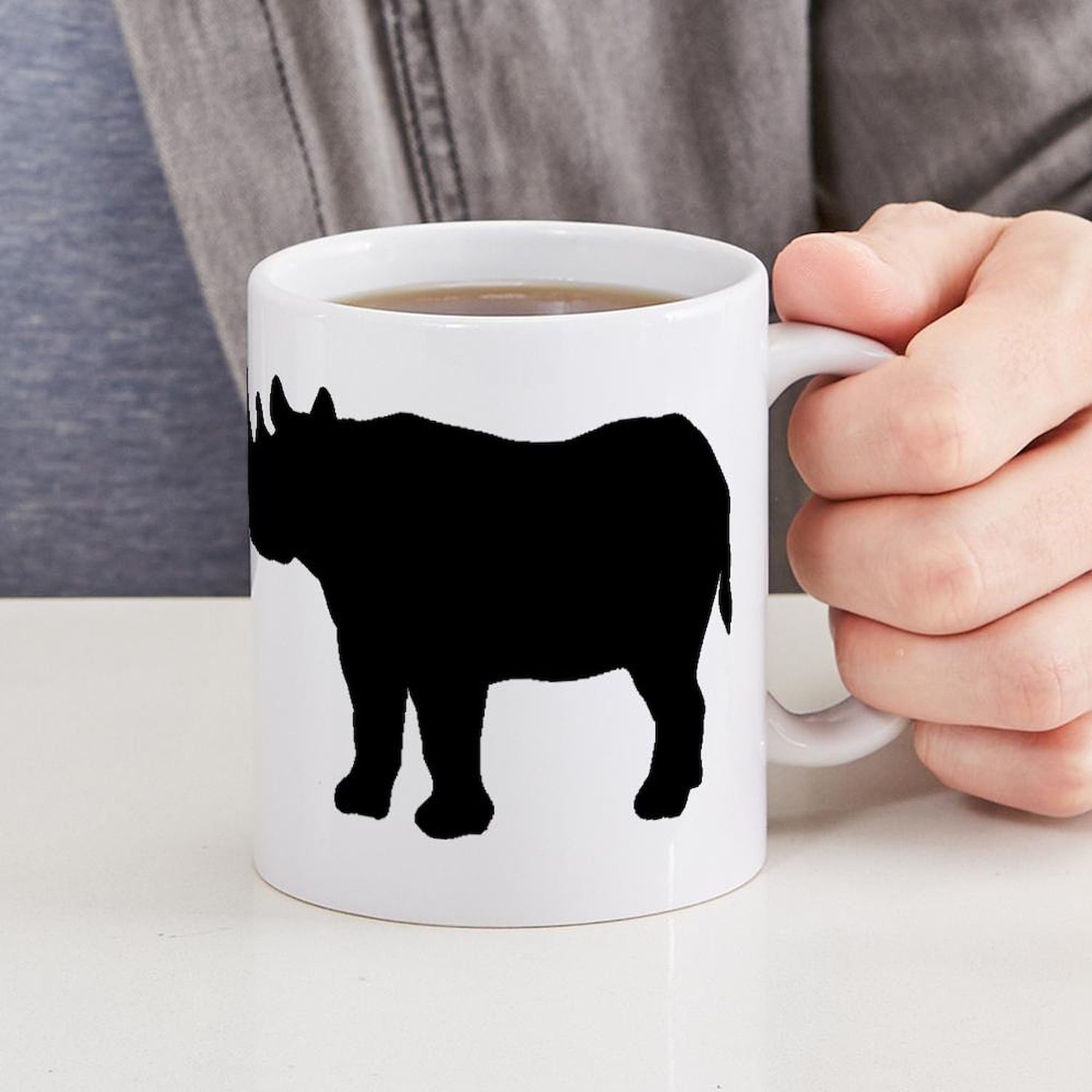 11 oz (325 ml) Ceramic Coffee Mug with Rhinoceros Silhouette Design - Perfect for Home, Office & Gifts | CafePress